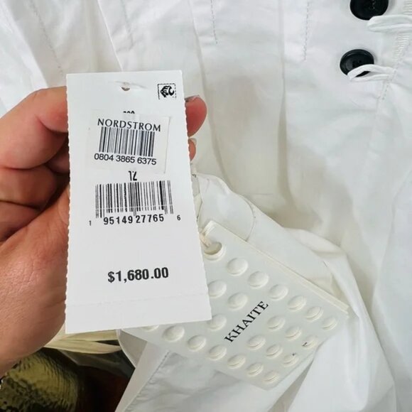 Khaite Women's White Wes Pleated Cotton Poplin Dress Size 12  Sleeveless - Picture 2 of 12